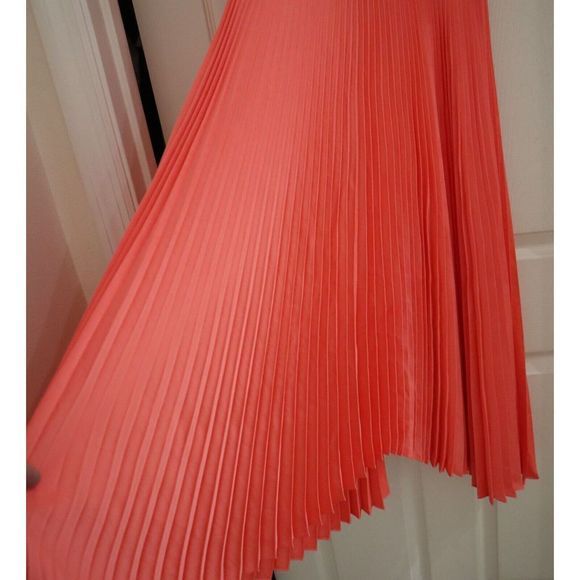 A.L.C 6DRES00832 Women's Sz 12 Malliot/Coral Renzo Pleated Blouson Dress - Picture 5 of 14